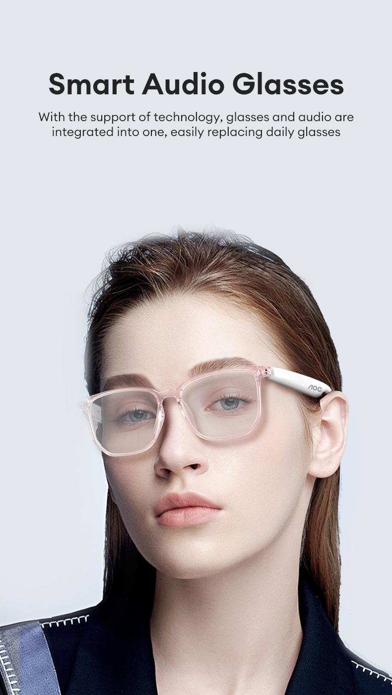 AOC ACN4511 Bluetooth Audio Smart Glasses with Photochromic Lenses That Darken in Sunlight, Surround Sound and Microphone, Supports Music & Calls, Perfect for Office, Driving & Outdoors, Ideal Gift for Men & Women