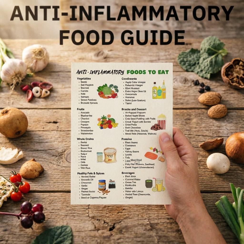 Anti-Inflammatory Diet Poster Set, Food Guide for Fitness & Chronic Disease Management, Kitchen Decor, Health Nutrition Chart