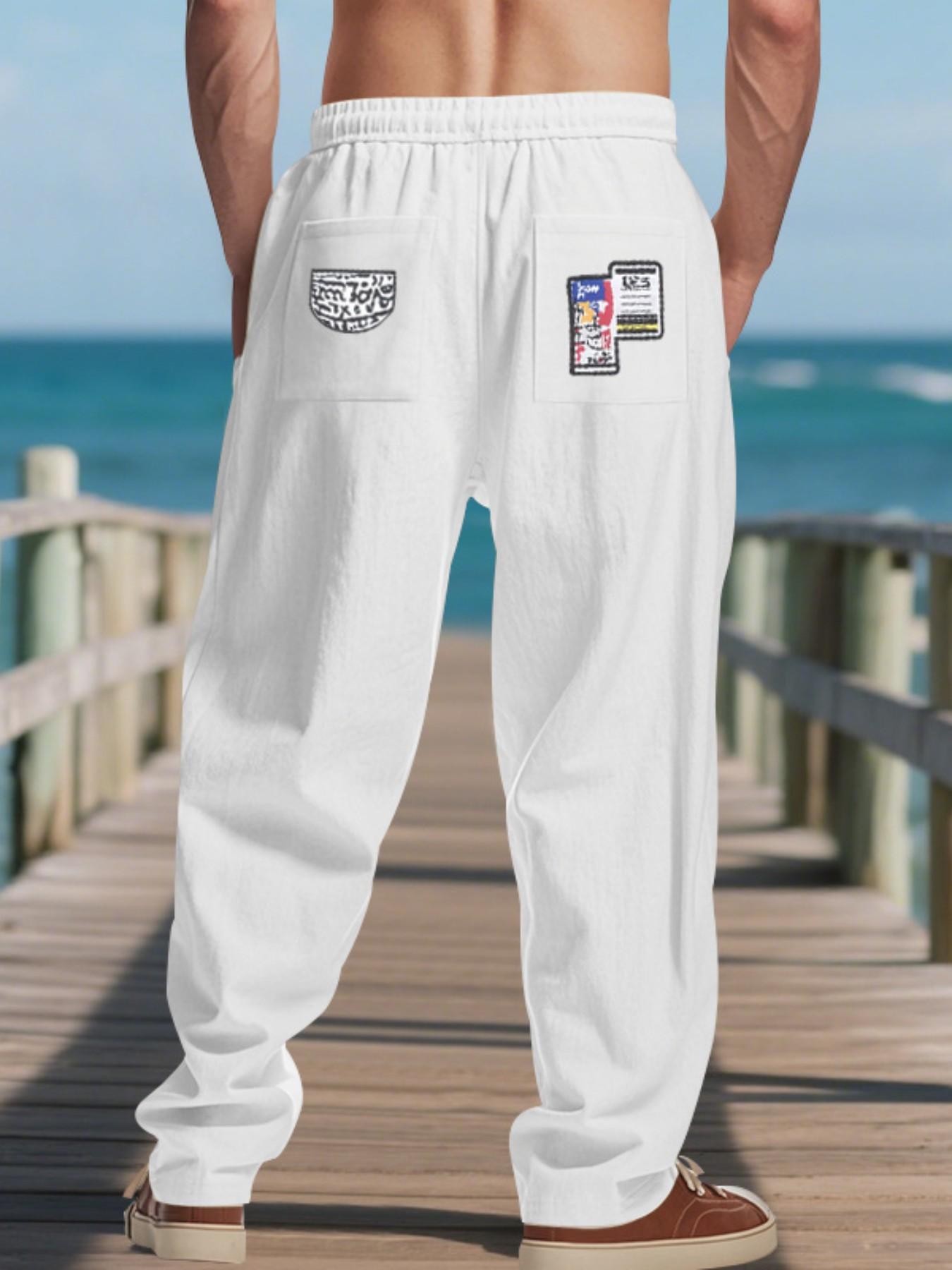 Men's Casual Linen Long Pants, Fall New Arrival, Loose Fit, Trendy Zipper Design, Hip-Hop Style, Comfortable Home Wear