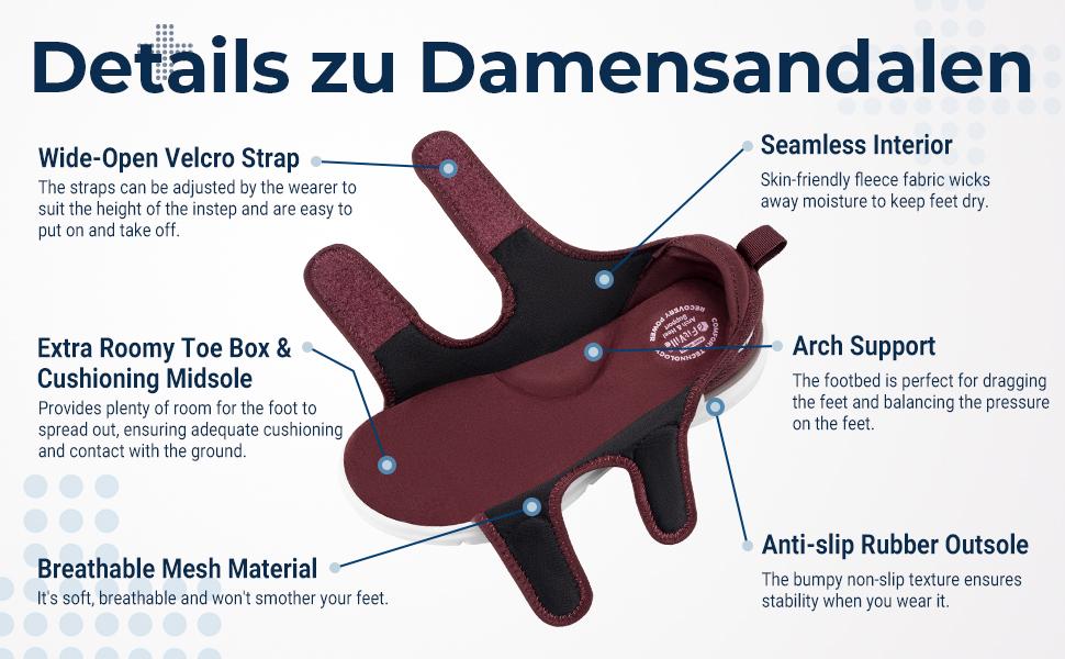 FitVille Diabetic Sandals for Women Wide Width with Arch Support, Adjustable Dual Straps Wide Sandals for Women Comfortable Flip Foot Health Slip Resistant Pressure Relief Circulation Walking Shoes Footwear