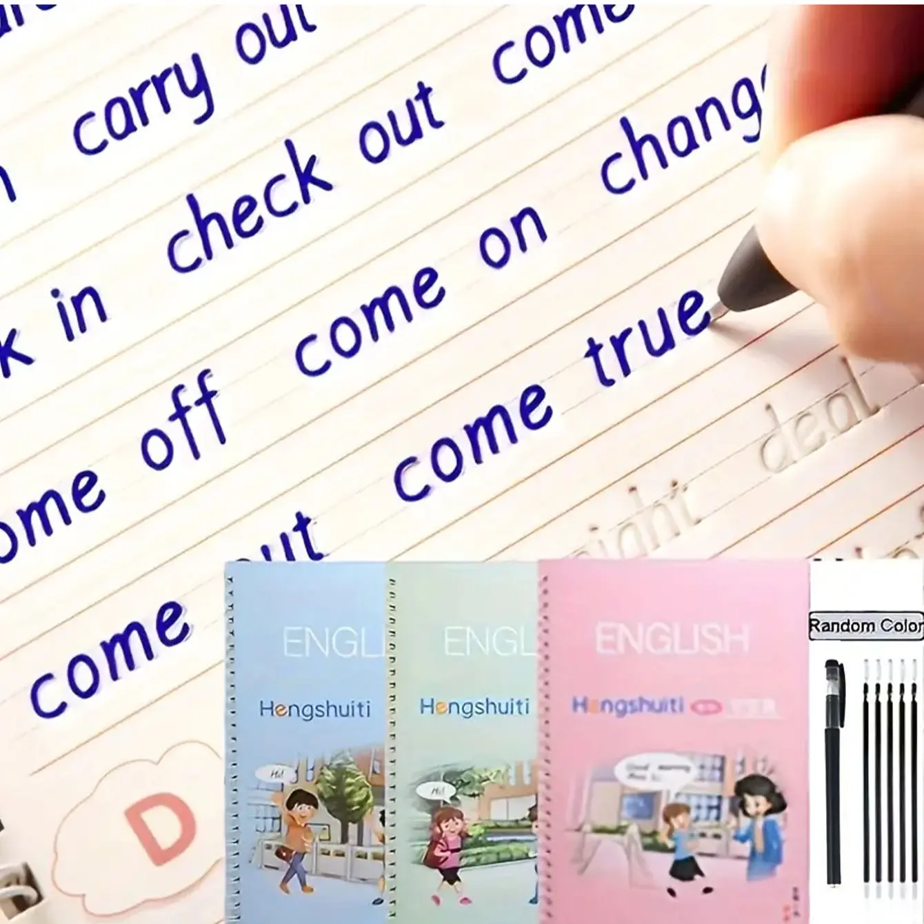 3D Groove English Handwriting Practice Book Set, Reusable Calligraphy Notebook Learning Tool for Kids & Adults, Ideal for Learning & Creative Writing