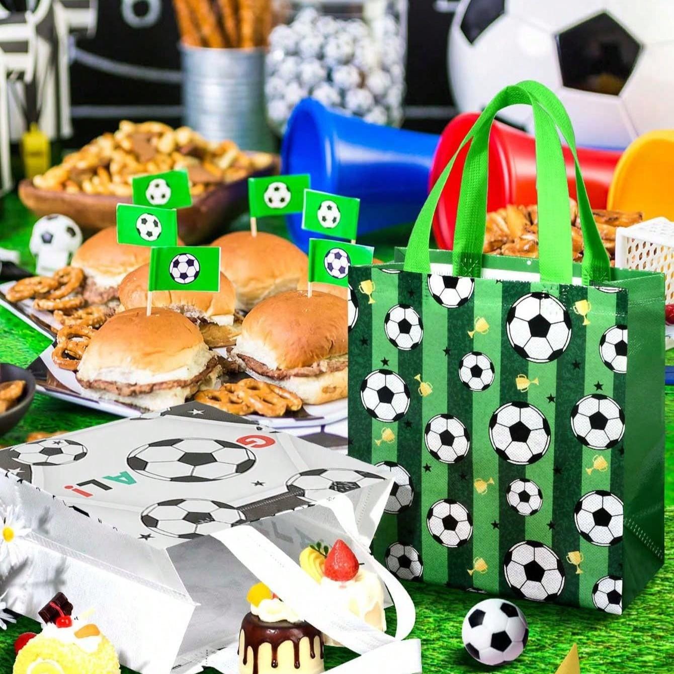 Football Theme Gift Bags, Reusable Non-Woven Candy Snack Bags with Handle, Perfect for Football Team Parties and Birthday Gifts