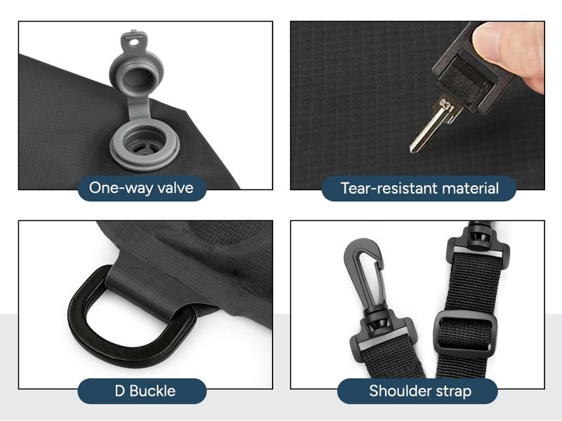 travel inspira Vacuum Bags with Pump - Ultra-Durable Nylon Space Saver Compression Solution for Suitcases & Backpacks, Reusable, Lightweight, IP67 Airtight Zipper Seal, Light Black 2 Bags Set, outdoor