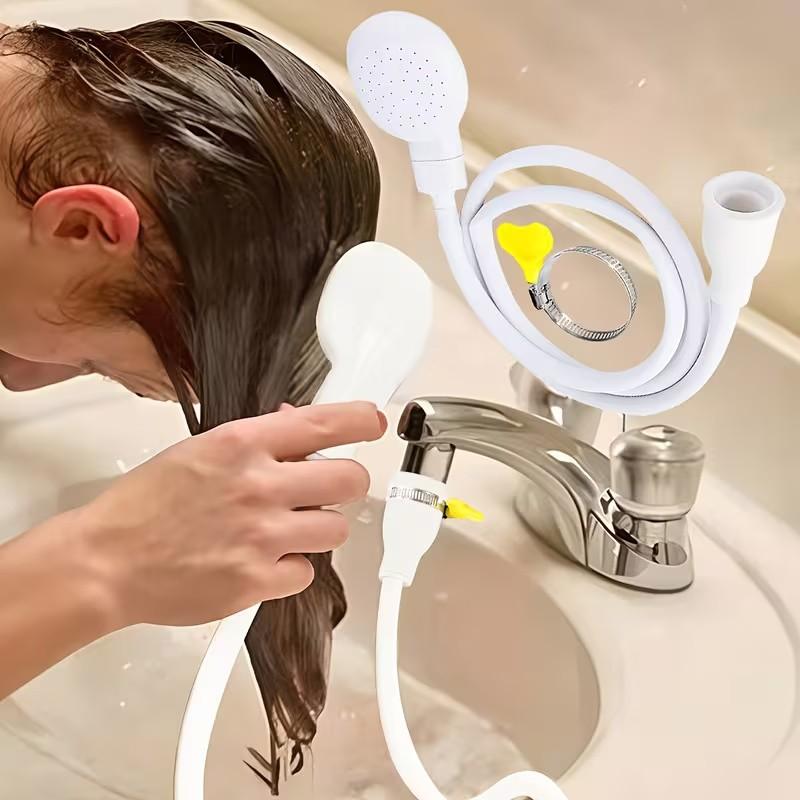 【Pet Bathing】51.1" Faucet Extender Hose with Shower Head, Shower Attachment | Multi-Function Bathroom Tool for Hair & Pet Washing, No Mess Flexible Sink Adapter
