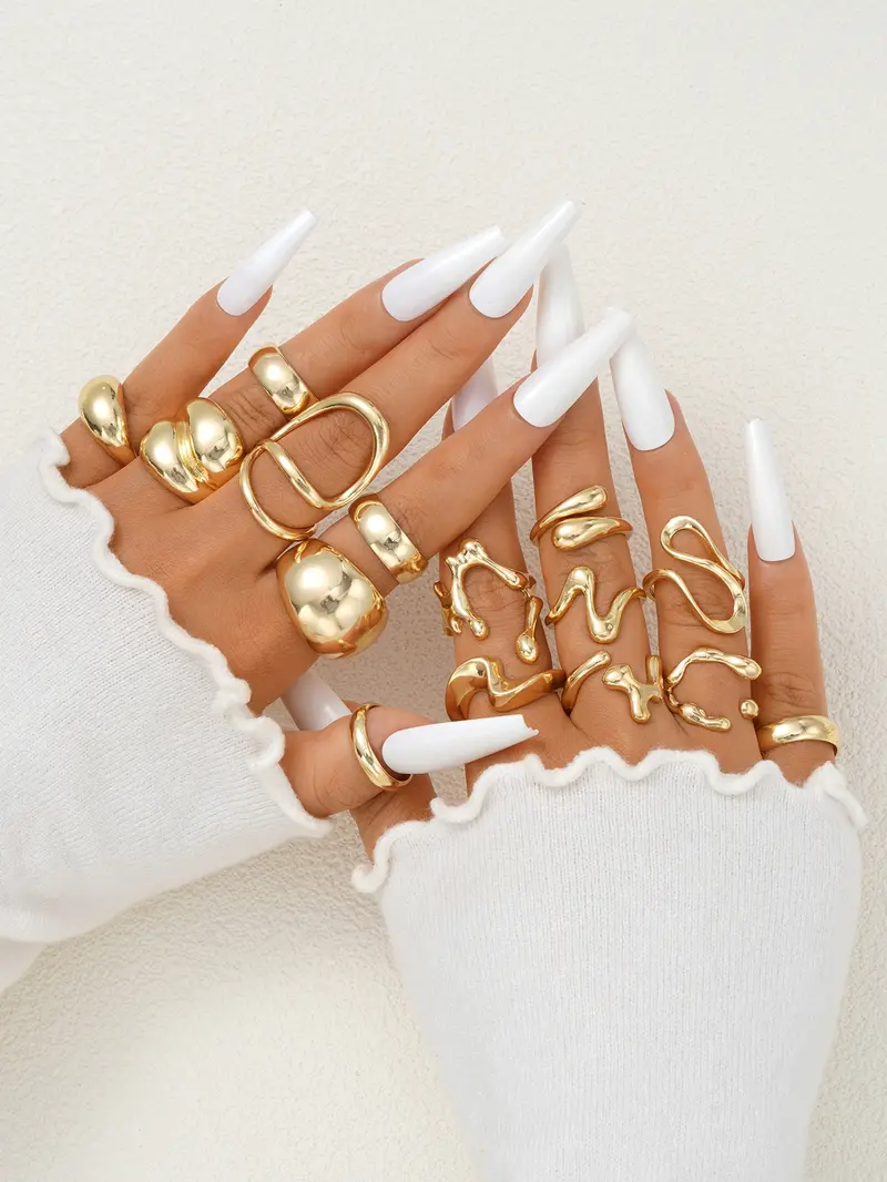 Women's Elegant Fashion Alloy Cuff Wide Stackable Rings, Casual Irregular Accessories for Women, Trendy All-match & Exquisite Jewelry for Birthday Gift Women's Elegant Fashion Alloy Cuff Wide Stackable Rings, Casual Irregular Accessories for Women, Trendy All-match & Exquisite Jewelry for Birthday Gift