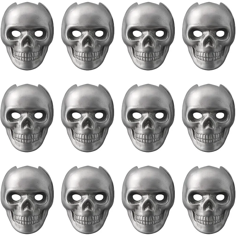 Handmade Look Metal Fireplace Logs (Pack of 2) - 12in & 8in Modern Human Skull Shape, Fireproof Refractory, 10+ Year Durability, for Indoor Fireplaces & Halloween Decor