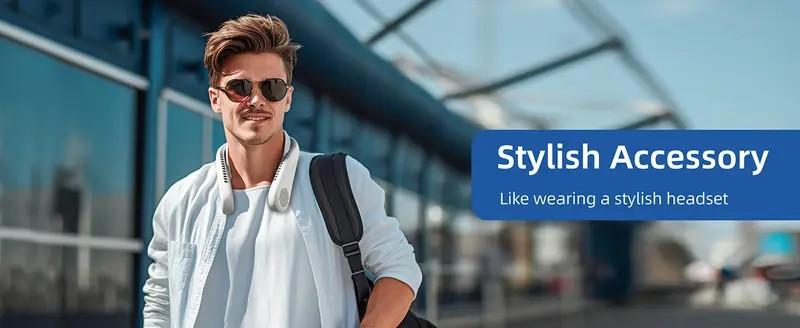 Portable Neck Fan-5200mAh Rechargeable USB-Powered Cooling Fan With 3 Speed Hands Free Bladeless For Tent, Outdoor - Battery Powered Fan(4-16Hrs) - Compact & Lightweight For Picnic, BBQ, Fishing, Travel, Jobsite Portable Neck Fan-5200mAh Rechargeable USB-Powered Cooling Fan With 3 Speed Hands Free Bladeless For Tent, Outdoor - Battery Powered Fan(4-16Hrs) - Compact & Lightweight For Picnic, BBQ, Fishing, Travel, Jobsite