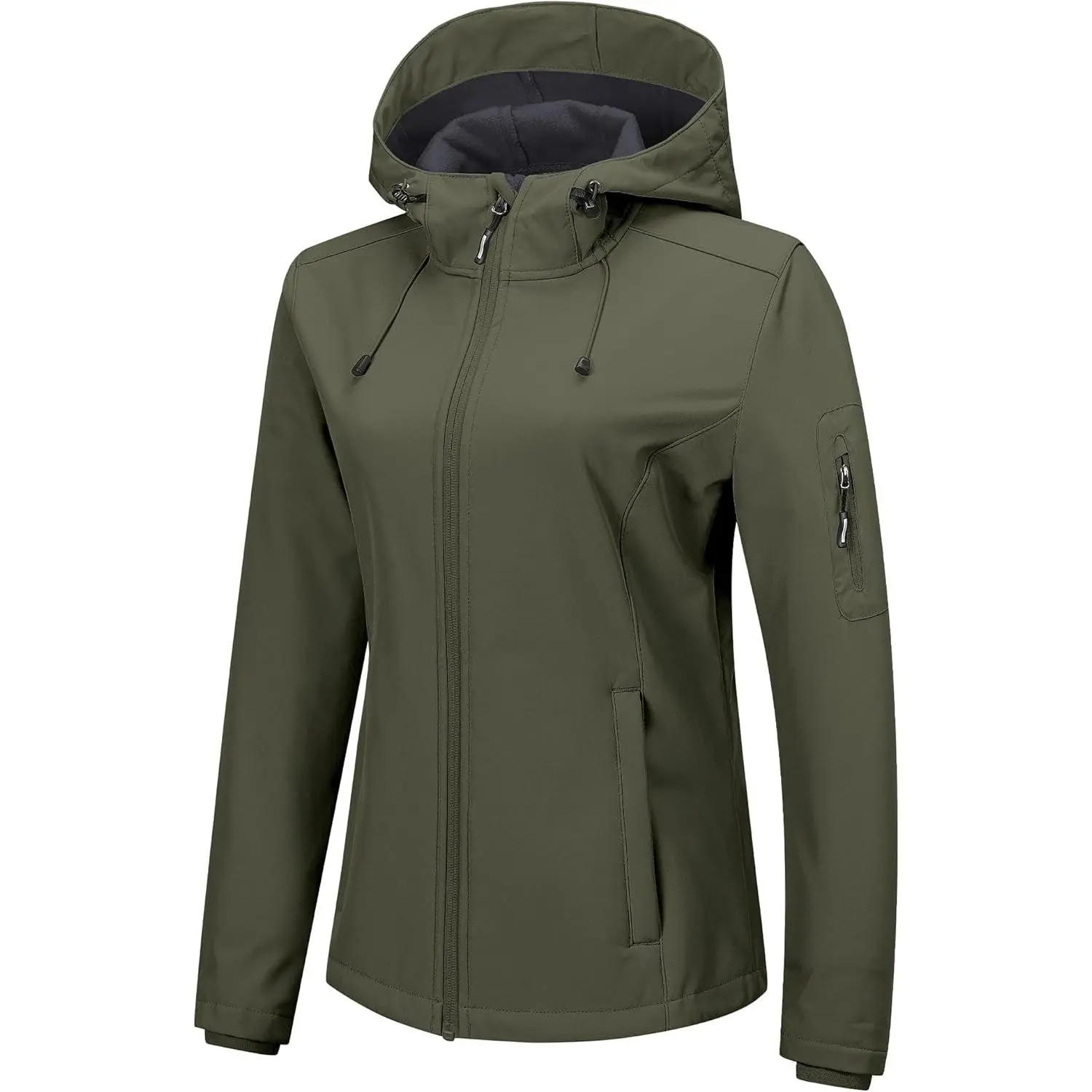 Women's Softshell Jacket with Hood Fleece Lined Warm Lightweight Waterproof Insulated Windbreaker