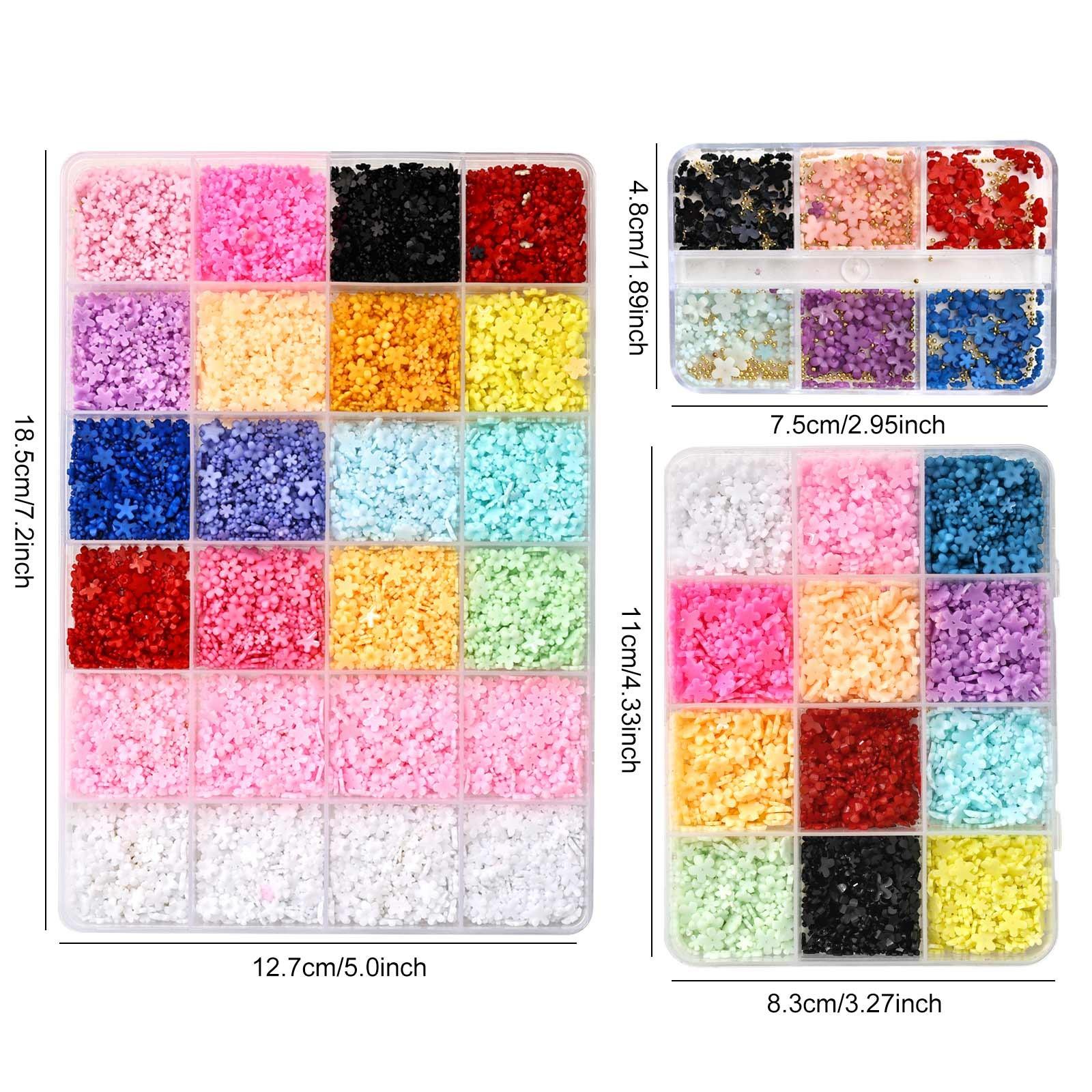 Multicolor five-petal flower nail art accessories, available in 6 compartments/12 compartments/24 compartments, ultra-thin cherry blossom petals, suitable for various styles of nail decoration, for professional nail salons