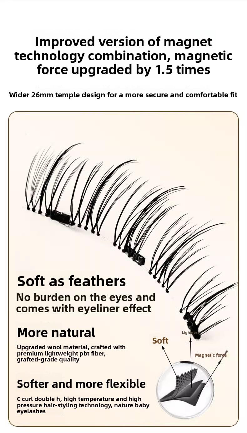 Magnetic False Eyelashes No Glue Required Soft Natural Look Reusable Magnetic Lash Set for Beginners Easy to Apply Daily Party Use
