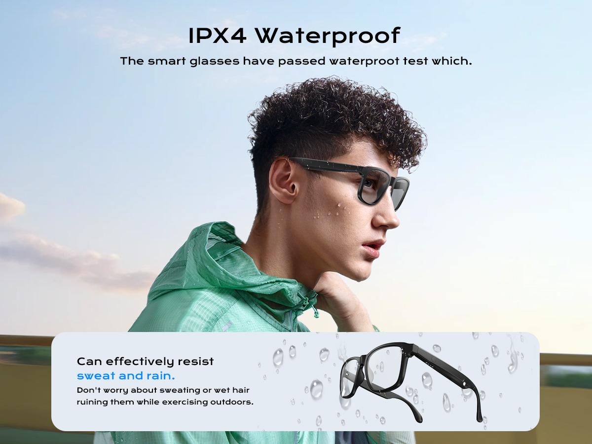 Woman& Man Gift, Smart Glasses, Wireless Headphone, for Music & Calls, Anti-blue Light Glasses, Voice Assistant, Bluetooth Hands-Free eyeglass for Sport, Fashionable, Suitable for Office, Driving and Outdoors, Summer, Smart Summer Gear