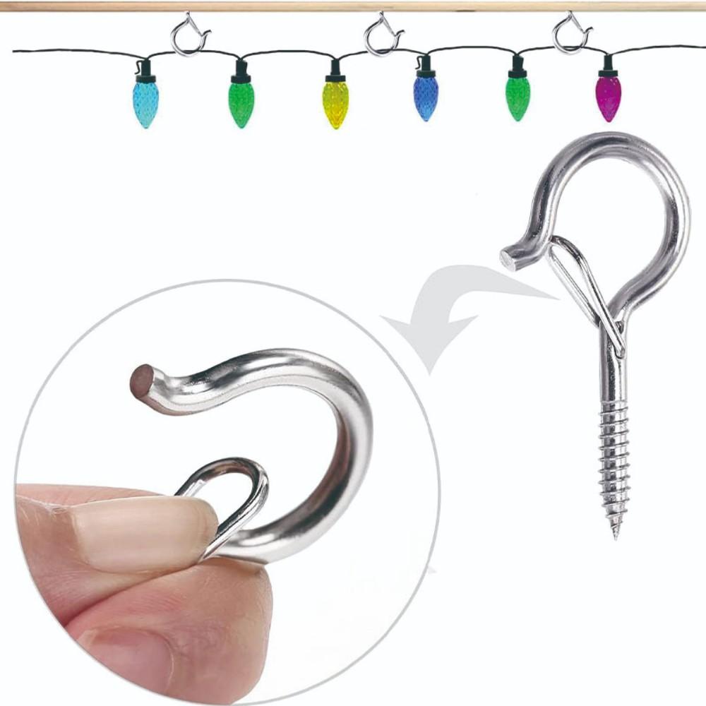 61pcs/set Outdoor windproof Heavy screw hook, easy to release Q-shaped hook, suitable for hanging Christmas lights, potted plants, ceiling hooks, including hexagonal wrench, Valentine's Day/Ramadan/Christmas decoration hook