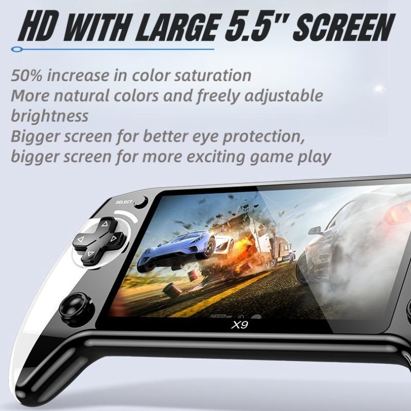 X9 Handheld Game Console with 5.5-inch Screen, Supports Emulators, Ultra-HD Display, Perfect for Retro Games & Home Entertainment