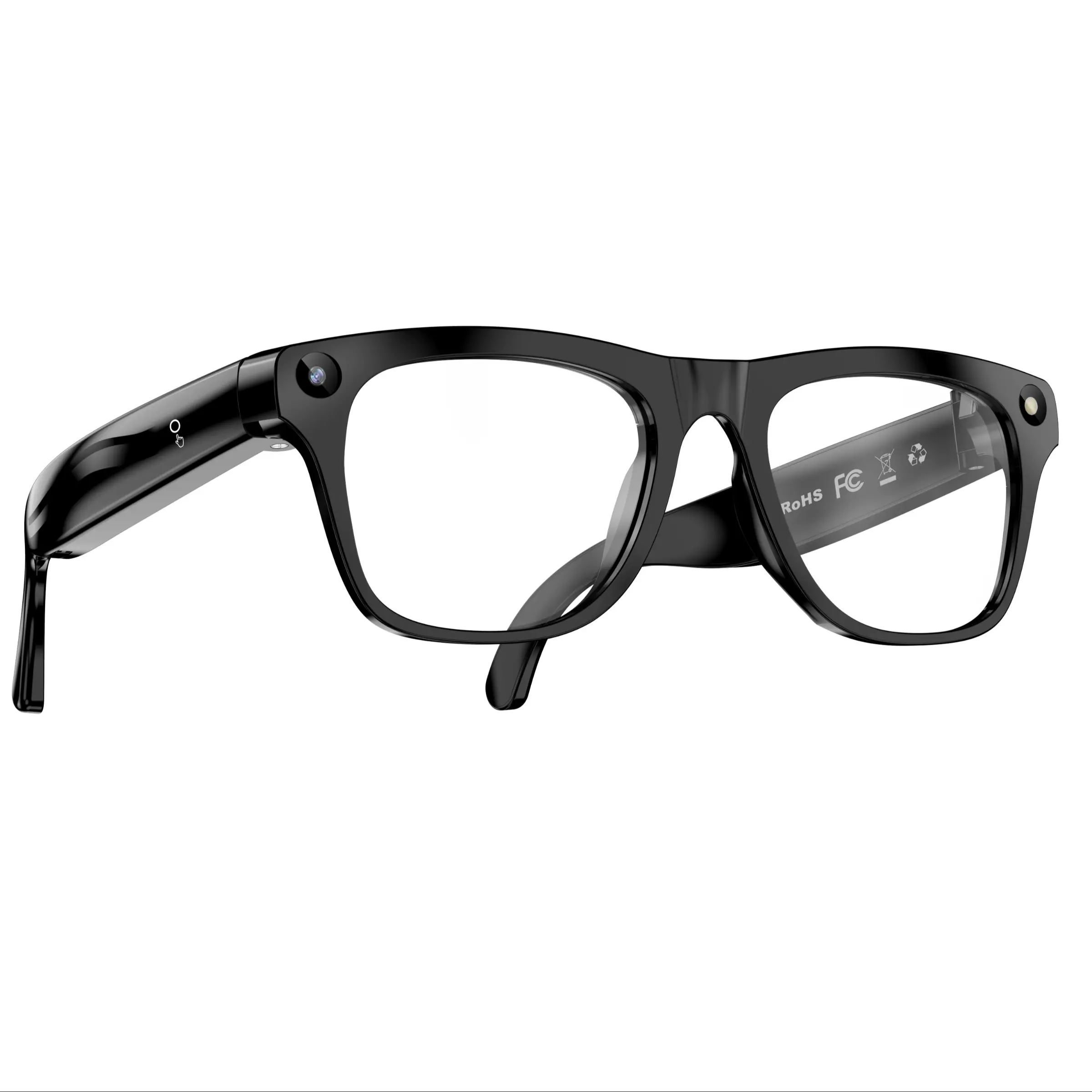 wearable smart camera glasses, Multifunctional smart glasses; 8MP HD first-person video recording; one-click audio recording; AI real-time translation and interpretation; Bluetooth; WiFi; 290mAh battery; includes functional lenses