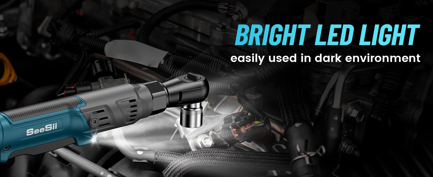 Seesii 1/2" Cordless Ratchet Wrench,66Ft-lbs Torque, Electric Brushless Ratchet Wrench w/ 2 Batteries, Variable Speed Trigger, 8 Sockets, 1/4" & 3/8" Adapter, 3" Extension Bar, RT600C Black Friday Deals