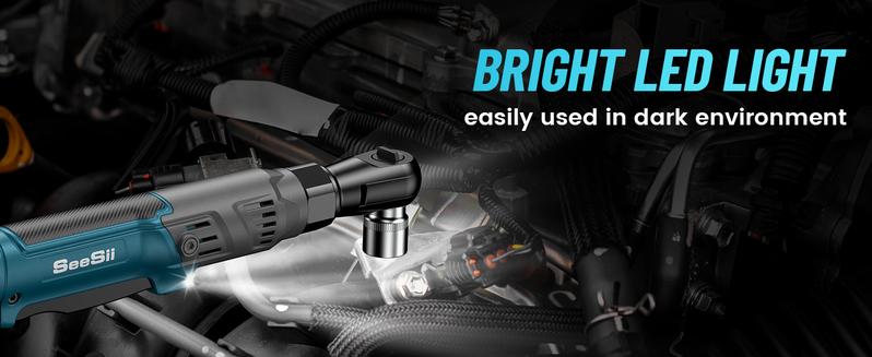 Seesii 1/2" Cordless Ratchet Wrench,66Ft-lbs Torque, Electric Brushless Ratchet Wrench w/ 2 Batteries, Variable Speed Trigger, 8 Sockets, 1/4" & 3/8" Adapter, 3" Extension Bar, RT600C Black Friday Deals