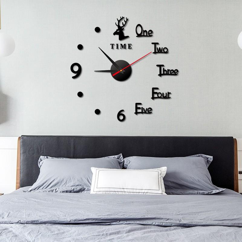 European Style DIY Creative Deer Clock, No-Drill Wall-Mounted Silent Clock for Living Room & Bedroom, Home Decor