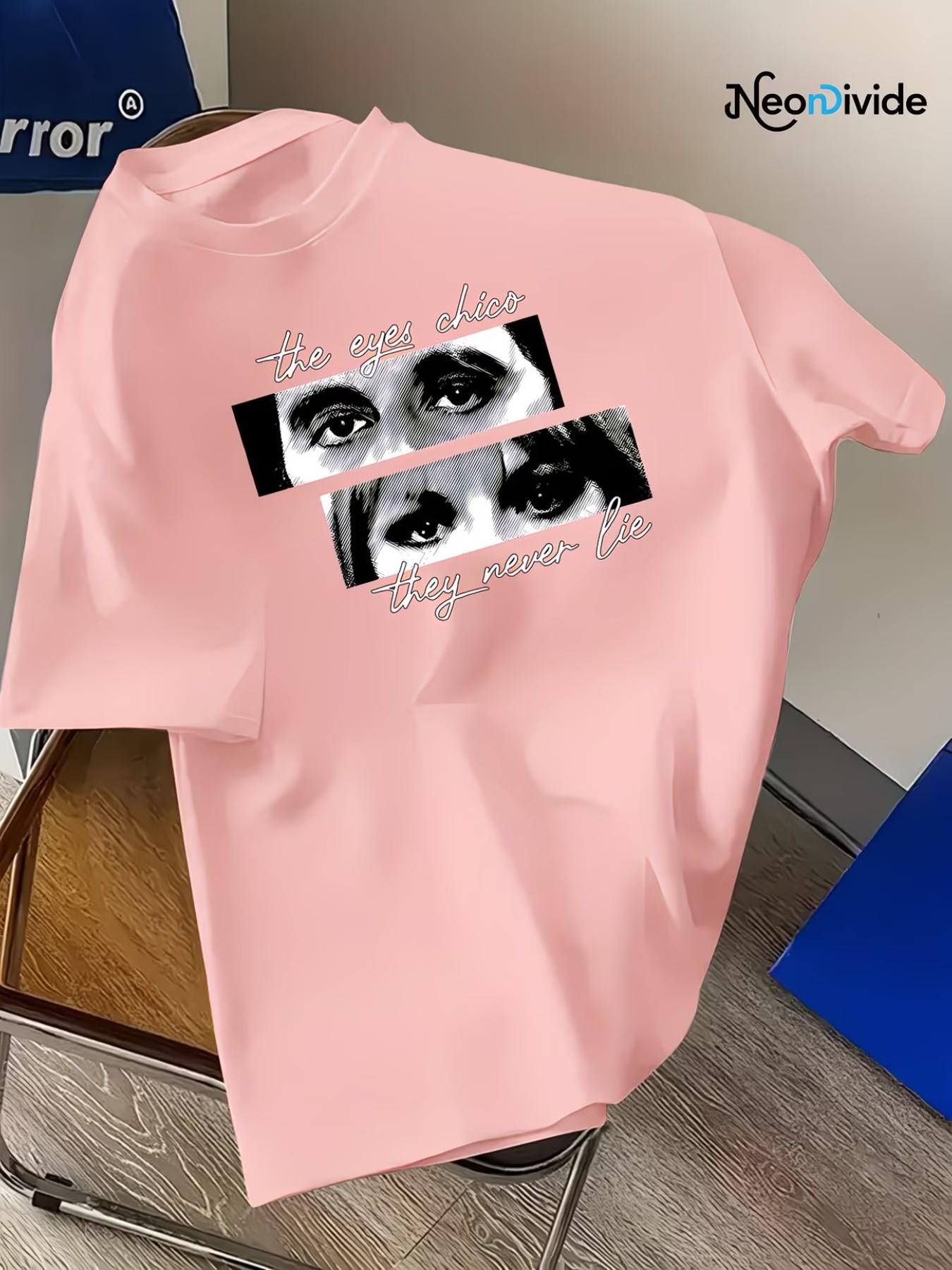 Men's Eye Pattern T-Shirt, High-Quality Fitted Long Sleeve Top, Artistic Print, Easy Care Clothing