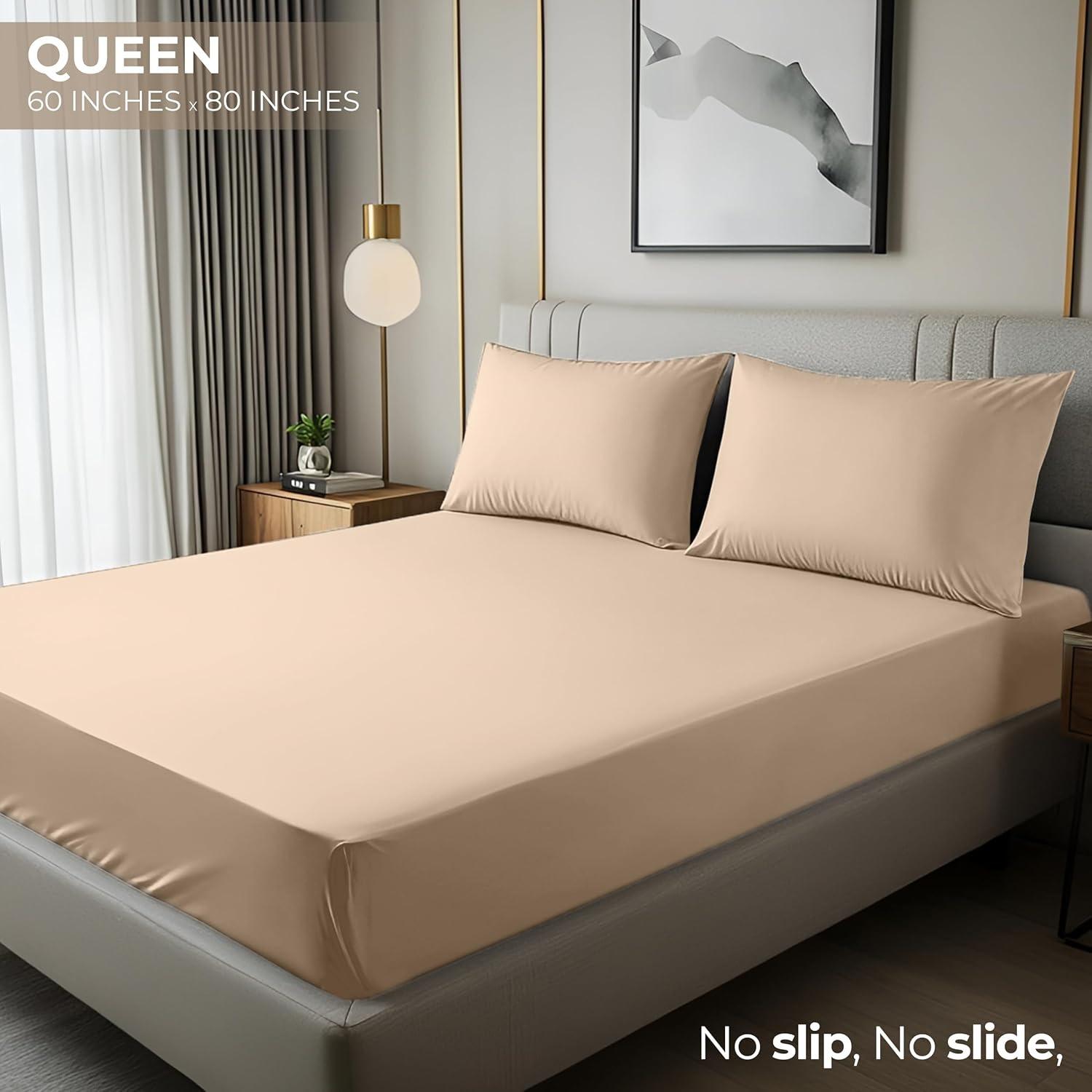 3pc Solid Color Fitted Sheet Set, Bed Sheet Sets, with 10inch deep pockets, available in single, double, and king sizes, perfect for bedrooms, guest rooms, dormitories, and hotels