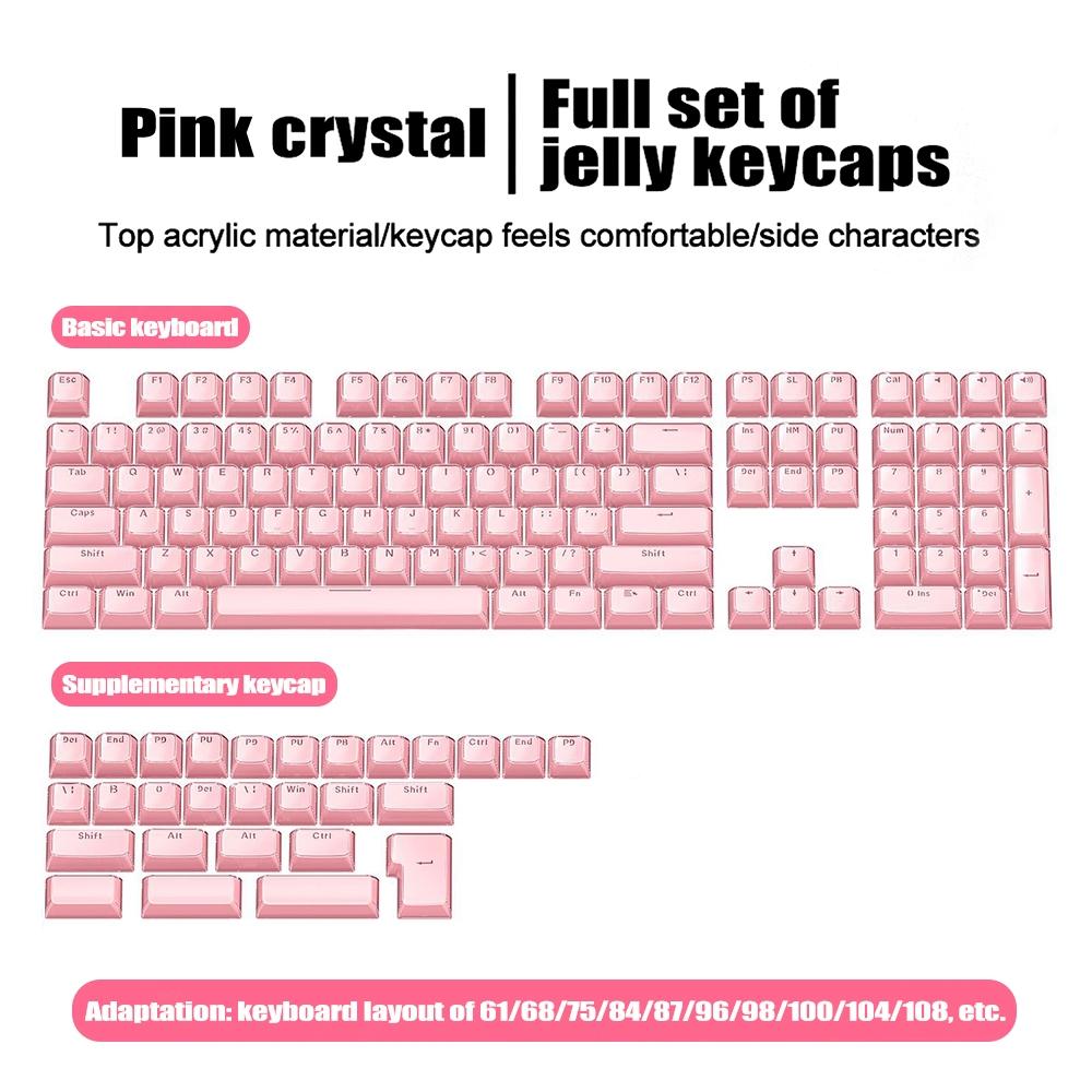 Aula Ice Crystal Jelly Keycaps, Acrylic Material, Side Characters, Translucent, Ergonomic Height Variations, Fits Multiple Keyboard Layouts