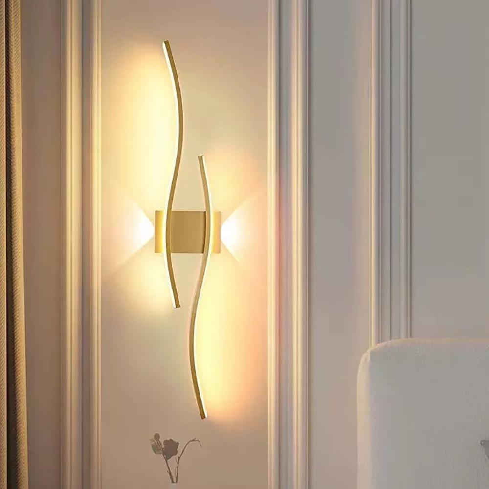 Modern LED Wall Light with Remote Control, Dimmable S-Shaped Design, 60/80cm Wall Mount Lamp for TV Background, Bedroom, Hallway Decor, Home Lighting, Decorative Lighting, LED Ambient Light