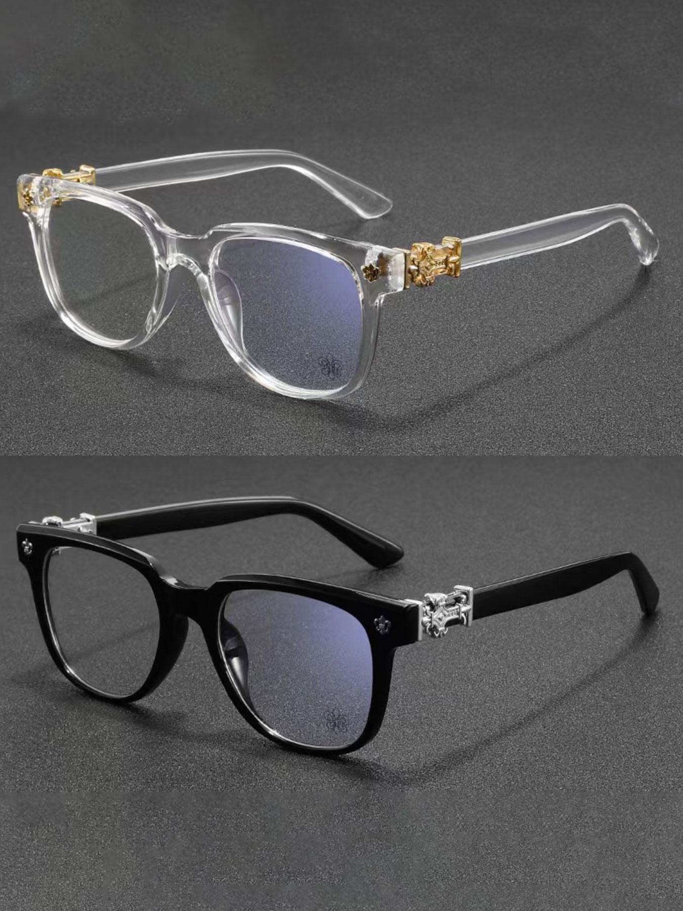 2PCS New Square Glasses, Unisex, Stylish Light Luxury Elegant Artsy Business Style Frames, Multiple Styles Available, Perfect Gift for Him, Suitable for Daily Wed Decorative Photography Glasses