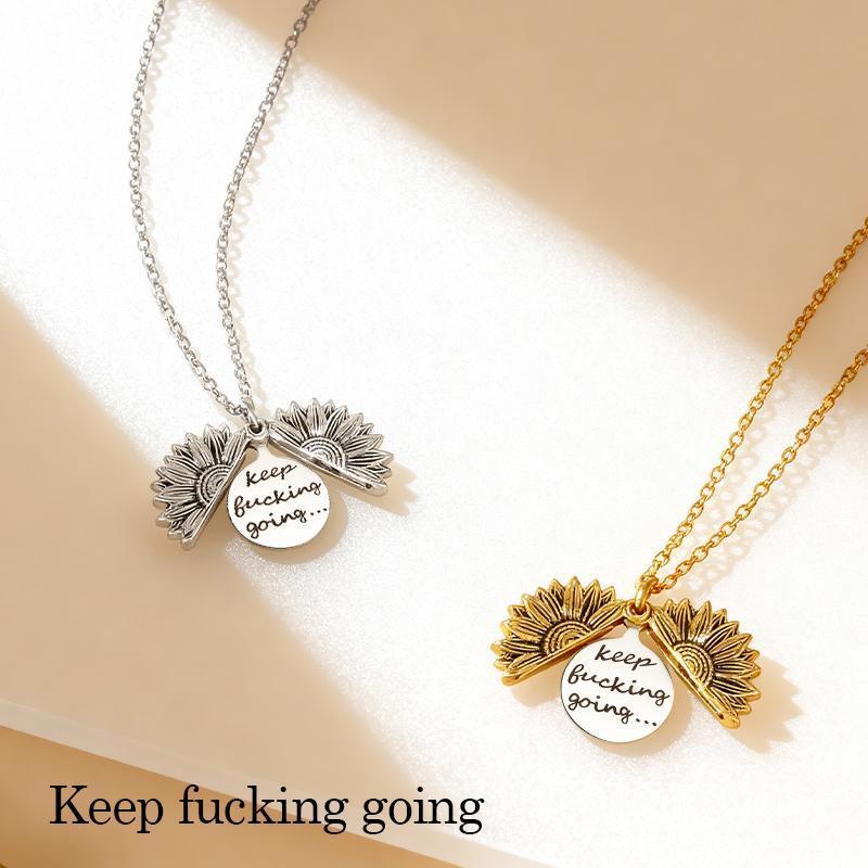 Sunflower Necklace, Inspirational Gifts for Daughter Granddaughter Women Girls, Valentine's Day Gift, Keep Fucking Going, You are My Sunshine Sunflower Necklace, Inspirational Gifts for Daughter Granddaughter Women Girls, Valentine's Day Gift, Keep Fucking Going, You are My Sunshine