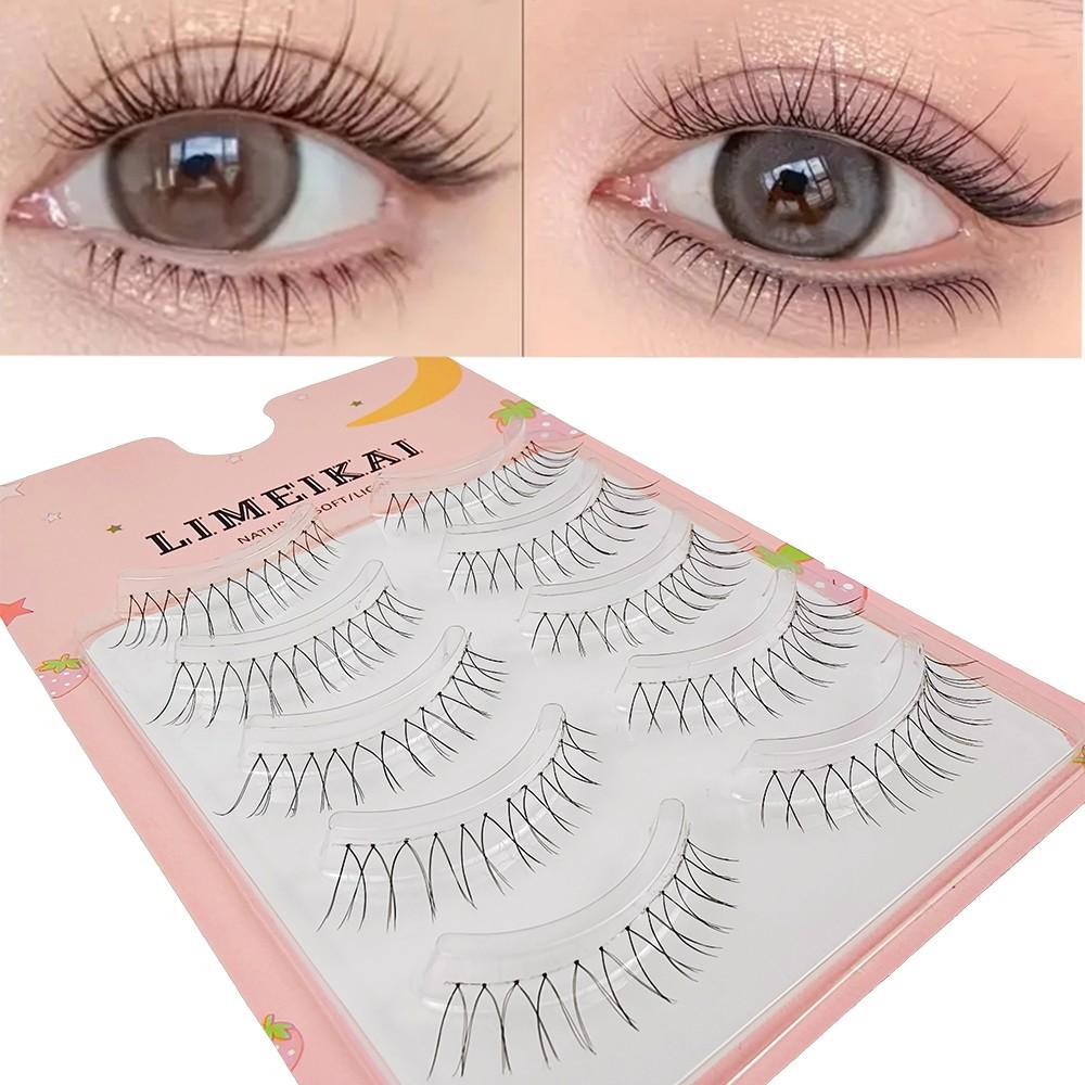 5 Pairs U-Shape 12 Columns Korean Thin False Lashes, Cosmetic, Transparent and Stunning Look, Lightweight Design for Natural Beauty Enhancement