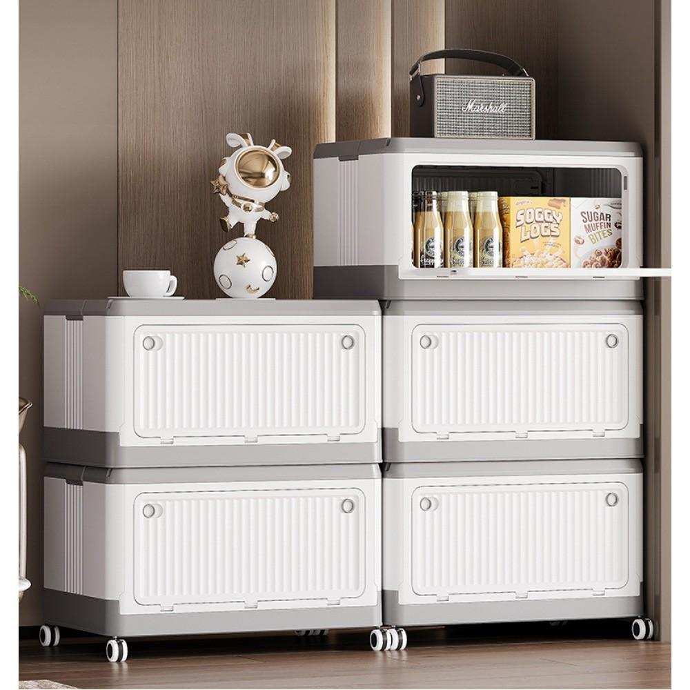 Modular Foldable Storage Box with Wheels | Stackable Design & Dustproof Lid | For Bedroom, Closet & Small Spaces | Collapsible Storage Organizer