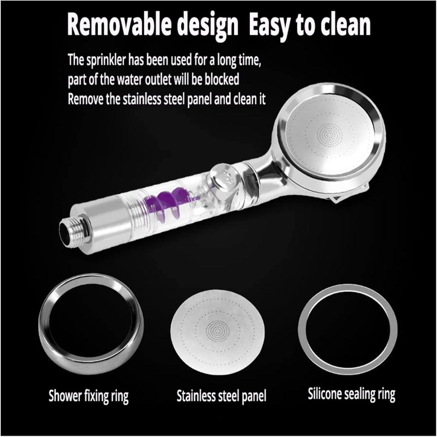 Three-Function Boosted Filter Shower Head, One-Touch Switch Water-Saving Bathroom Shower Spray, Efficient Pressure-Raised Design