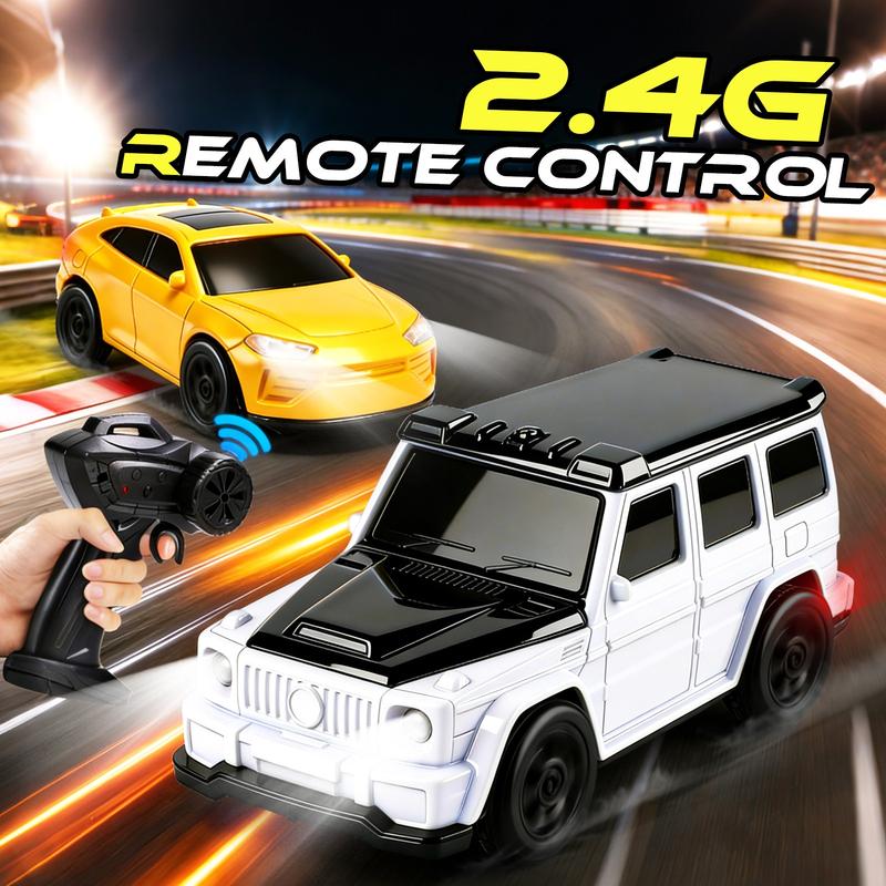1:64 Desktop Mini Drift RC Car, 2.4g Wireless Control, Four-Wheel Drive High-Speed Drifting, Realistic Lights & Obstacle Accessories