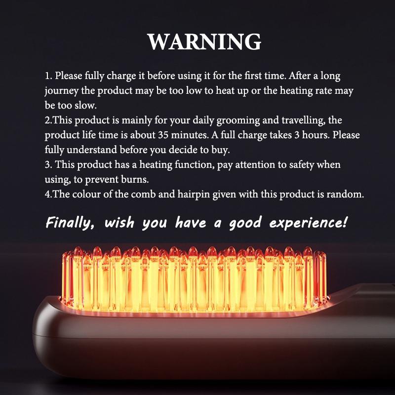 Cordless Hair Straightener Brush Set - 3 Temp Settings | 2000mAh*2  Batteries | Negative Ion Technology | USB Rechargeable | Fast & Auto Shut-Off | Travel-Friendly Gift