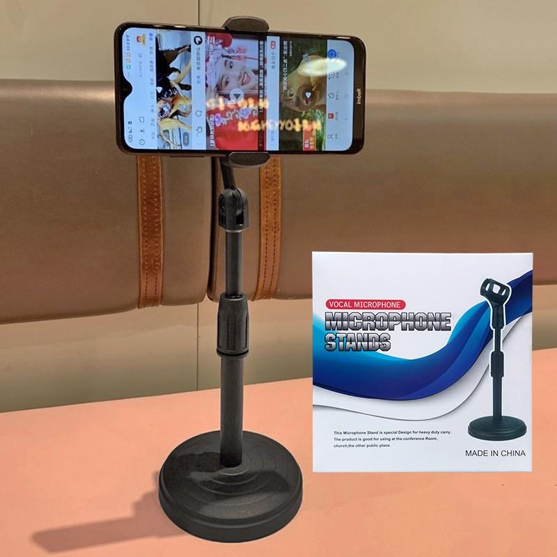 Phone Live Streaming Stand Adjustable Desk Mount, Universal Lazy Disk Phone Holder for Kuaishou Douyin Influencers, Desktop Smartphone Stand