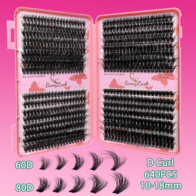 Lash Clusters Kit, 1856-Piece 10–18 mm D Curl 40D/60D/80D/100D Natural Volume Individual Eyelashes Book Set with Bond & Seal, Remover and Tweezers, Perfect for DIY at Home for Women and Beginners