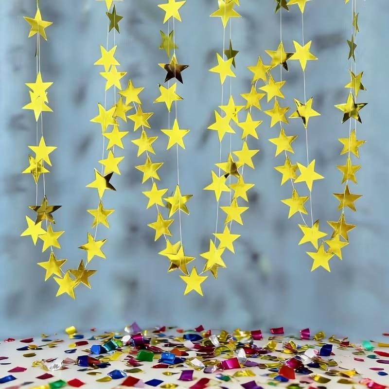 72/108-Piece Sparkling Gold Star Sequin Banner Set | Perfect for Party Decorations, Birthday Gifts, and DIY Crafts | No Power Required