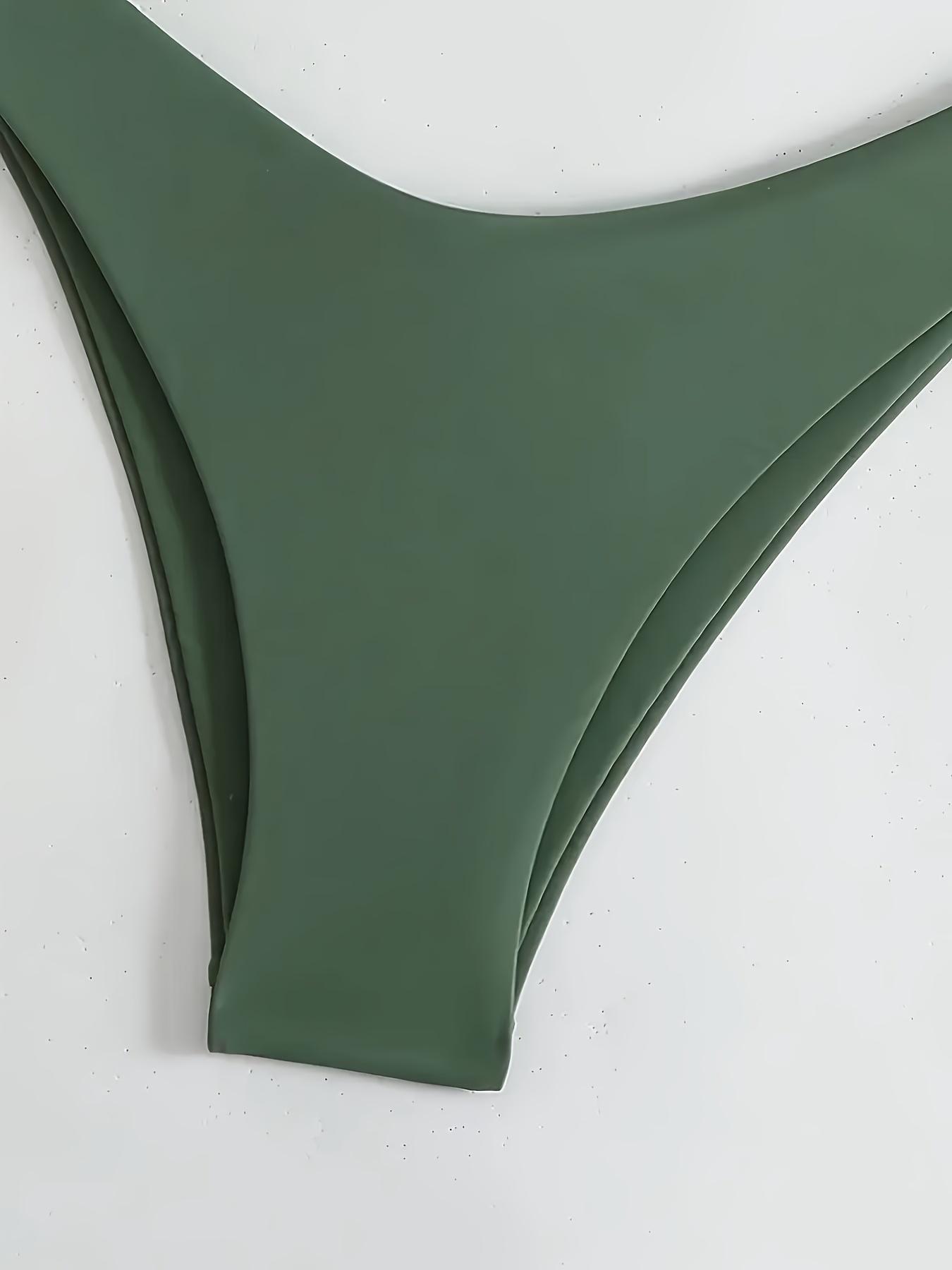 Women's Solid Color Sexy Backless Ruched Swimsuit Style Bikini Set Two-Piece Swimsuit, Stylish Beachwear Swimwear, Comfortable & Trendy Design