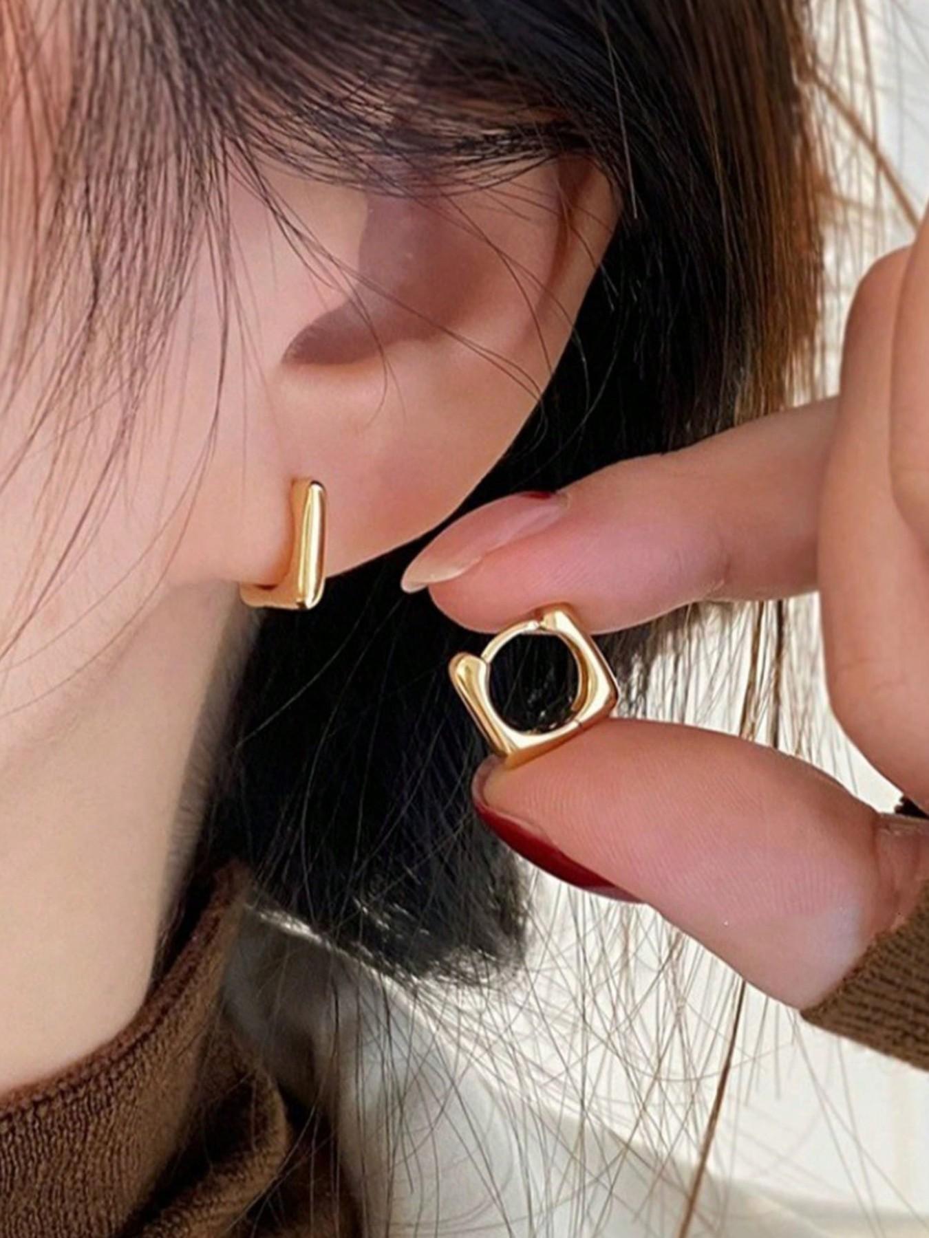 Women's Geometric Hoop Earrings, Vintage Simple Design Copper Ear Cuffs, Casual Daily Party Jewelry, Perfect for Mother's Day Christmas