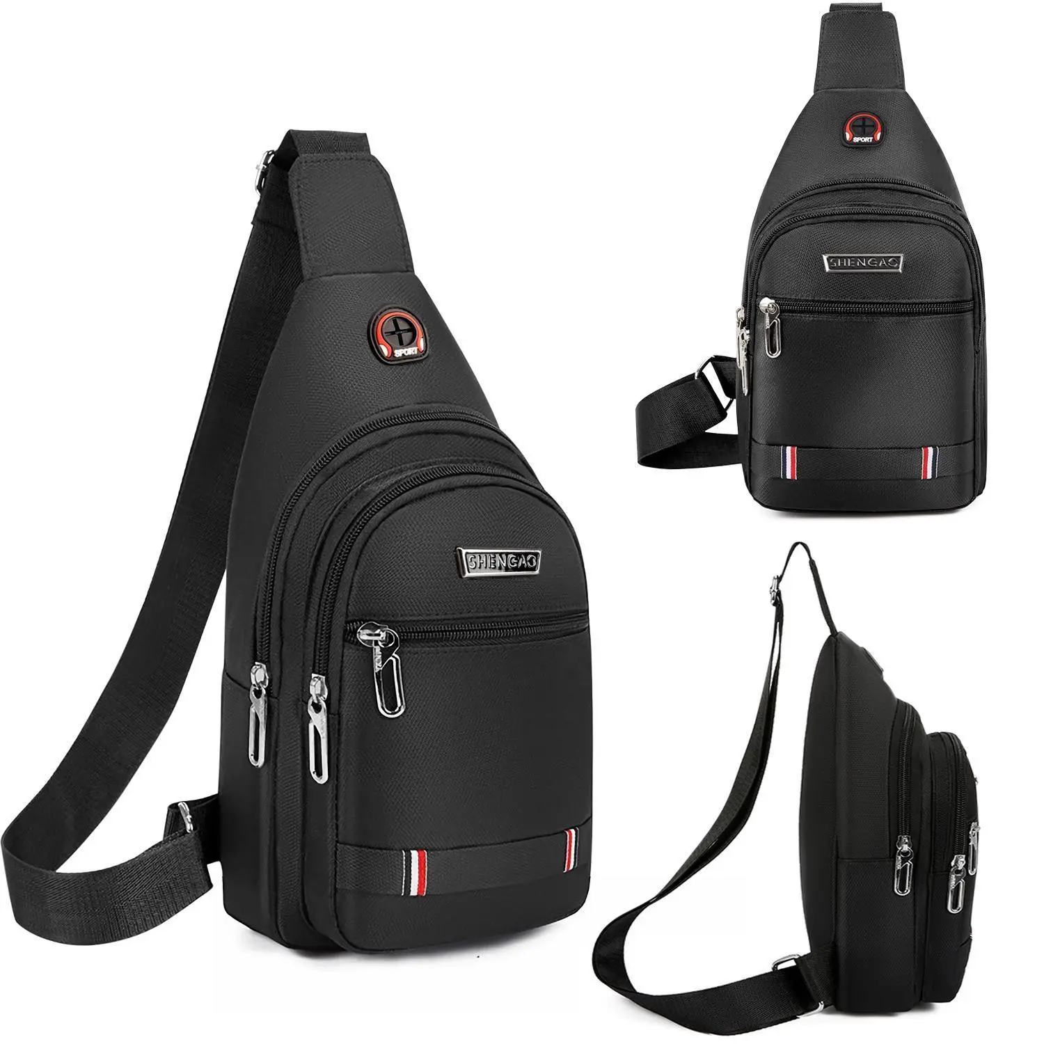 Mens Crossbody Sling Bag, 12.59×6.69in Lightweight 1-Strap Crossbody Shoulder Bag,Chest Pack,Ideal for Travel and Hiking