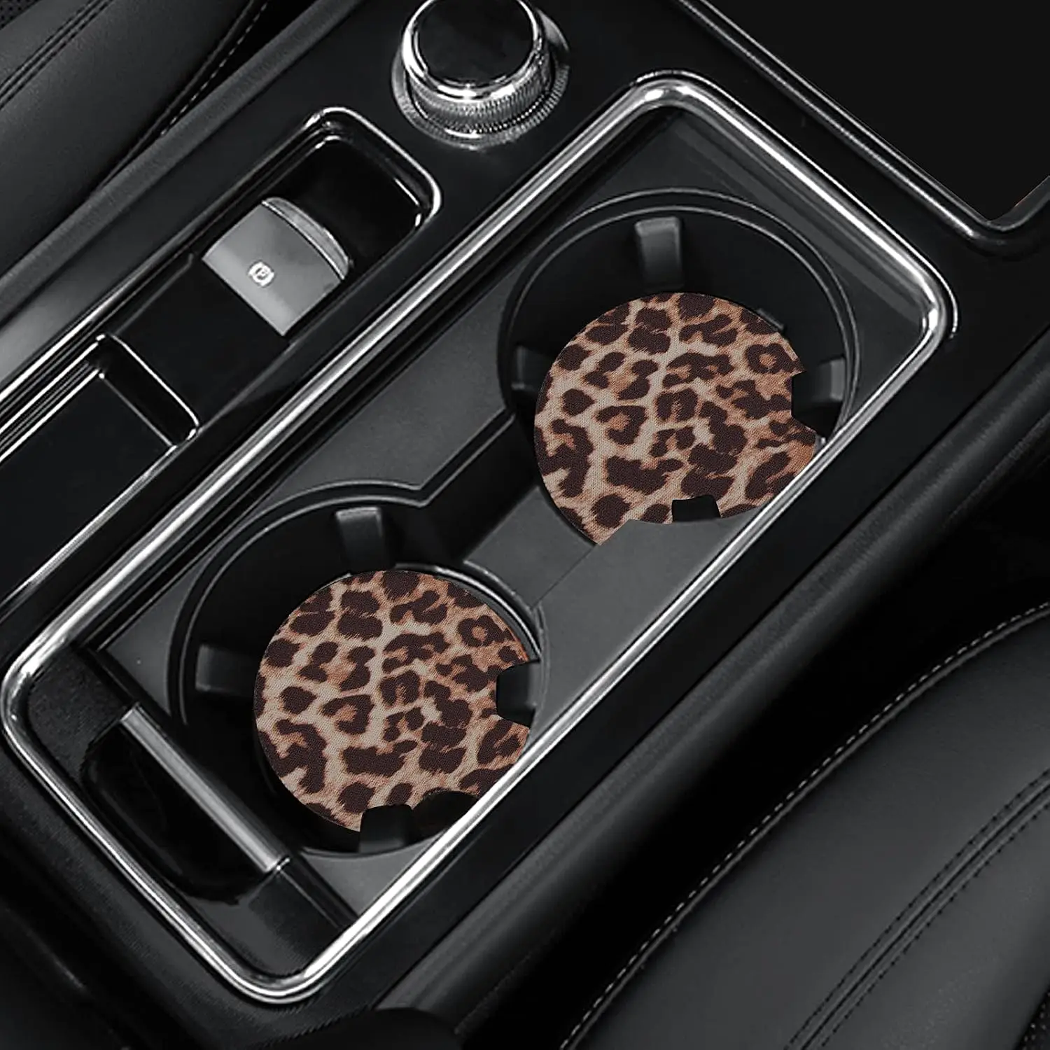 4 Pack  Coasters, 2.75inch Leopard Print Cup Holder Coasters for , Neoprene Cup Pad Mat Coaster for Cup Holders for Women