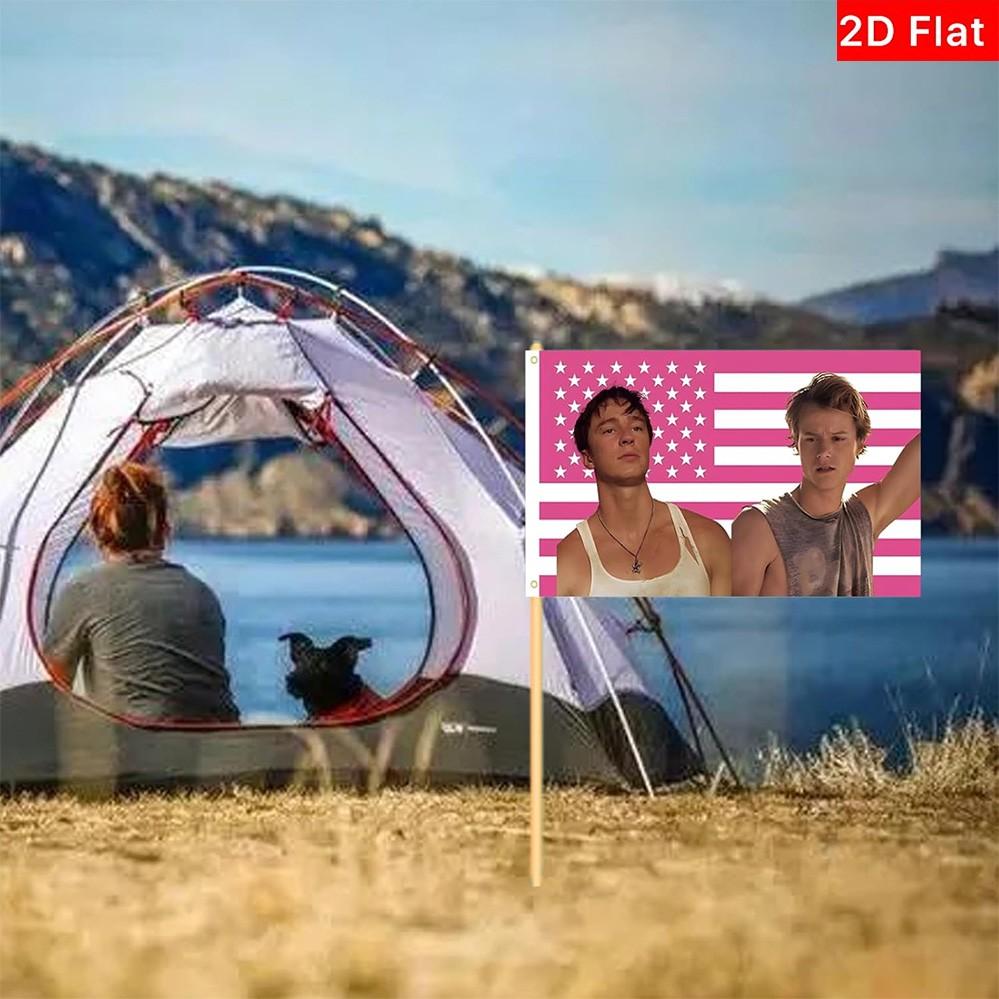 2D Flat Banner 1pc, Jj and Rafe Tapestry, Fun Outer Banks Flag, Polyester Banner, University Dorm Room Bedroom Outdoor Party Decor, No Power Needed