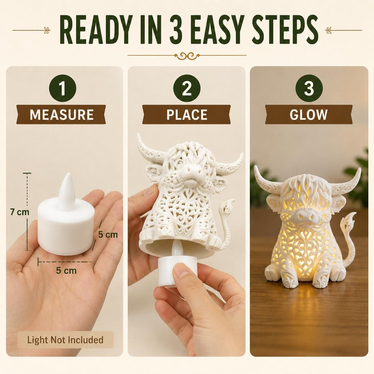 Highland Cow Lamp Shade for Halloween Decor, Cute Cow Head Light Cover with Warm Glow Effect, Rustic Farmhouse Tabletop Decoration,  Fall Home Decor (Light Not Included)