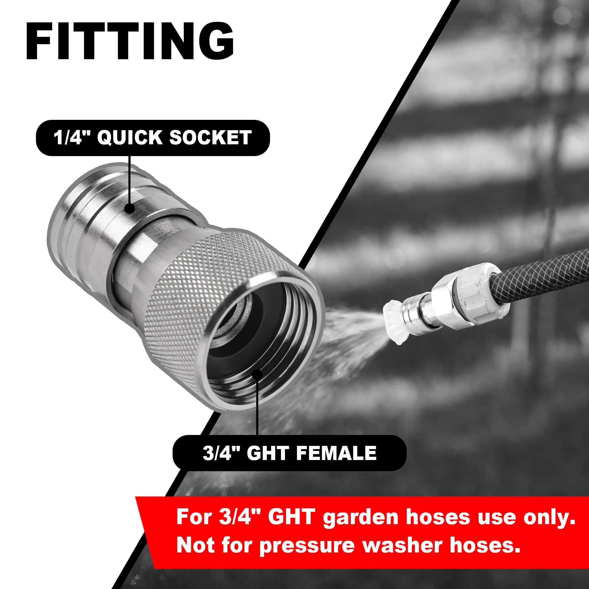 Hose to Pressure Washer Adapter, 3/4" GHT to 1/4" Quick Connect, Hose to Power Washer Connector,Stainless Steel Construction for Car Wash Nozzle and Sprayer Attachment
