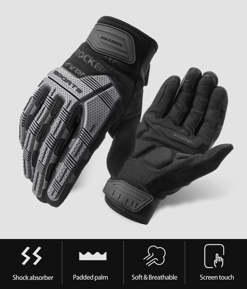 ROCKBROS Mountain Bike Gloves Dirt Bike Gloves Motorcycle Cycling Gloves with 6MM Gel Pad Touch Screen Knuckle Protection Gloves for BMX MX ATV MTB Racing Black ROCKBROS Mountain Bike Gloves Dirt Bike Gloves Motorcycle Cycling Gloves with 6MM Gel Pad Touch Screen Knuckle Protection Gloves for BMX MX ATV MTB Racing Black