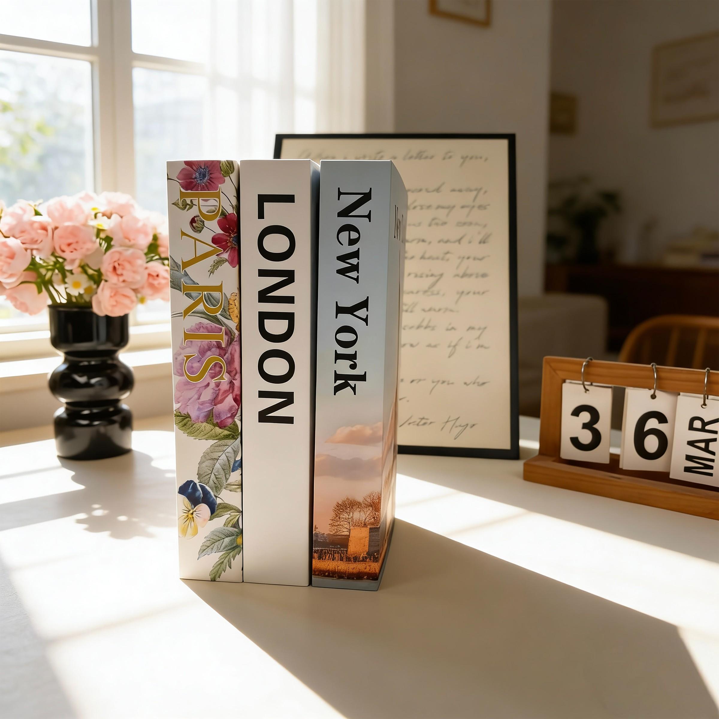 3pcs High-Quality Fake Book Decorations, Modern Minimalist Home Decoration, Creative Living Room Soft Furnishing, Desktop Stackable Book Display