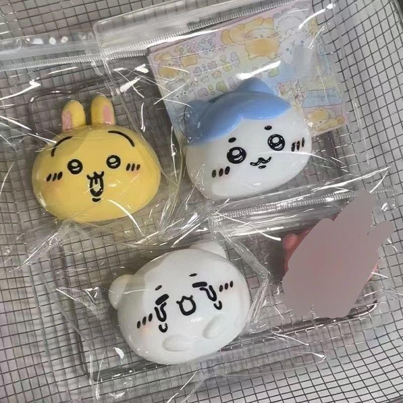 Chiikawa Cute Animal Face Small Stress Relief Pinch Toy - Hachiware Usagi Rebound Item with Creamy Mud Feel, Affordable Crafting Gift for DIY & Felt Crafts Enthusiasts