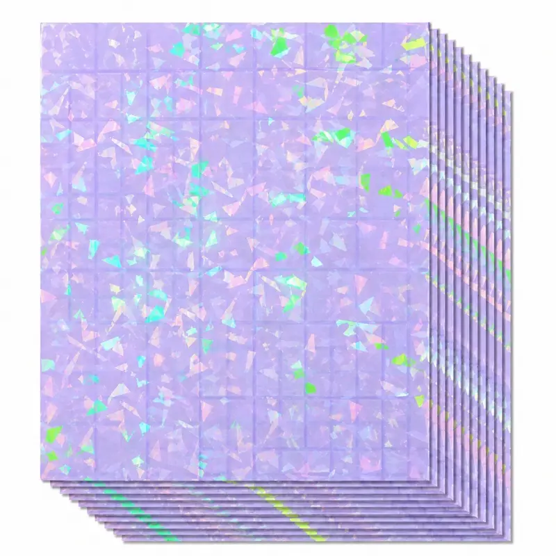 50/80/100 PCS Holographic Adhesive Sheets feature a sparkling iridescent finish that instantly adds a colorful holographic effect to photos, cards, stickers, notebooks and more