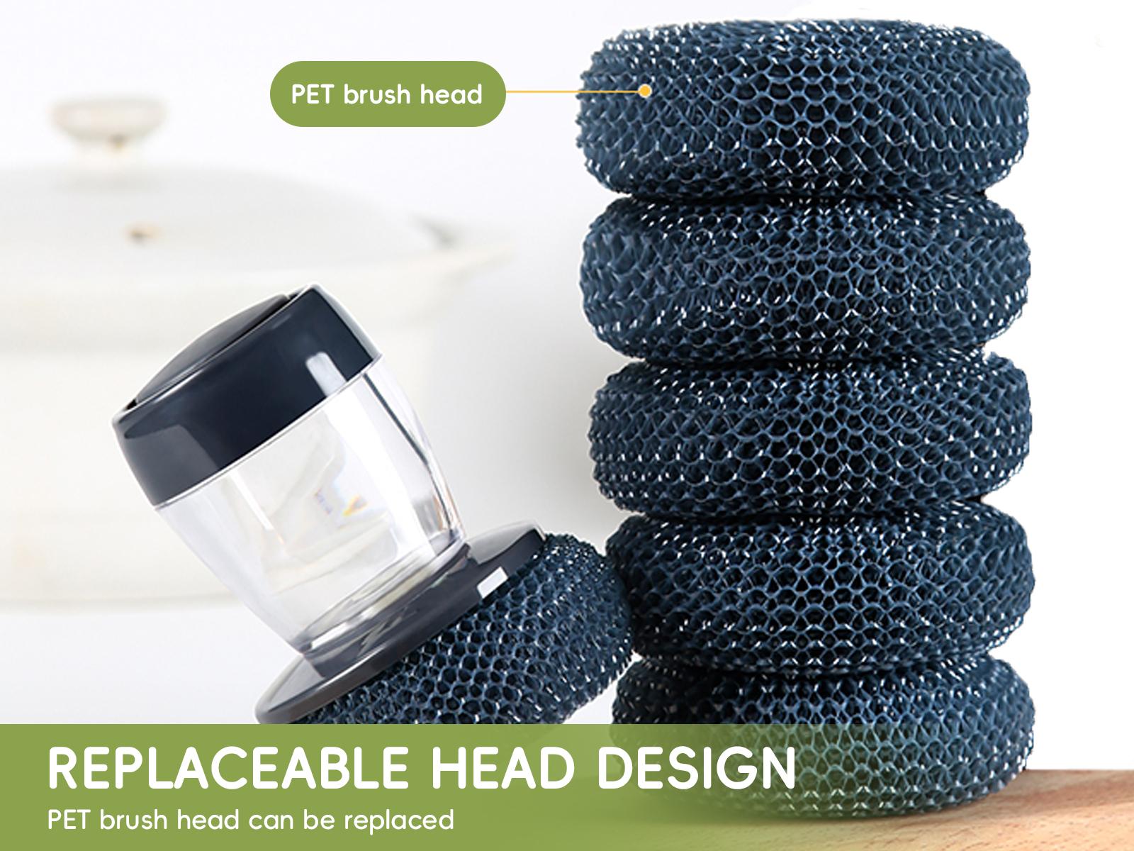 Automatic Liquid Filling Comfort Handle Soap Dispense Palm Brush for Kitchen Sink Pot Bowl Cleaning,tackle tough stain,kitchen stove Cleaning,grease removal,brush applicator,glove brush Squeegee