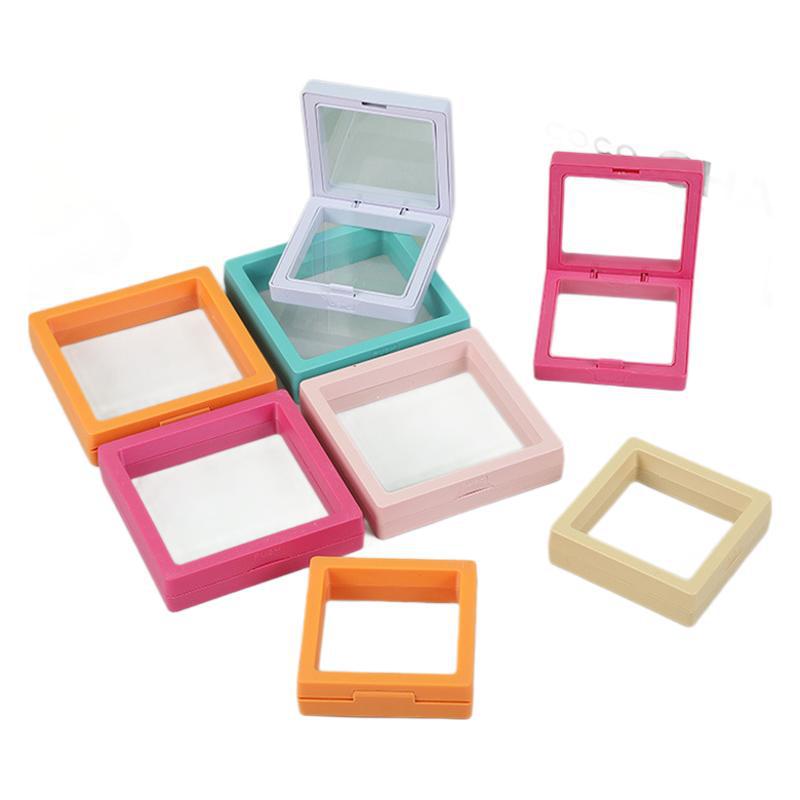 3D Floating Display Box, Dustproof Jewelry Packaging, Transparent Hanging Storage Box for Storing Necklaces, Bracelets, Rings, Coins, Earrings, and Pins, with Elastic Film, Gift Box for Retail and Personal Use.