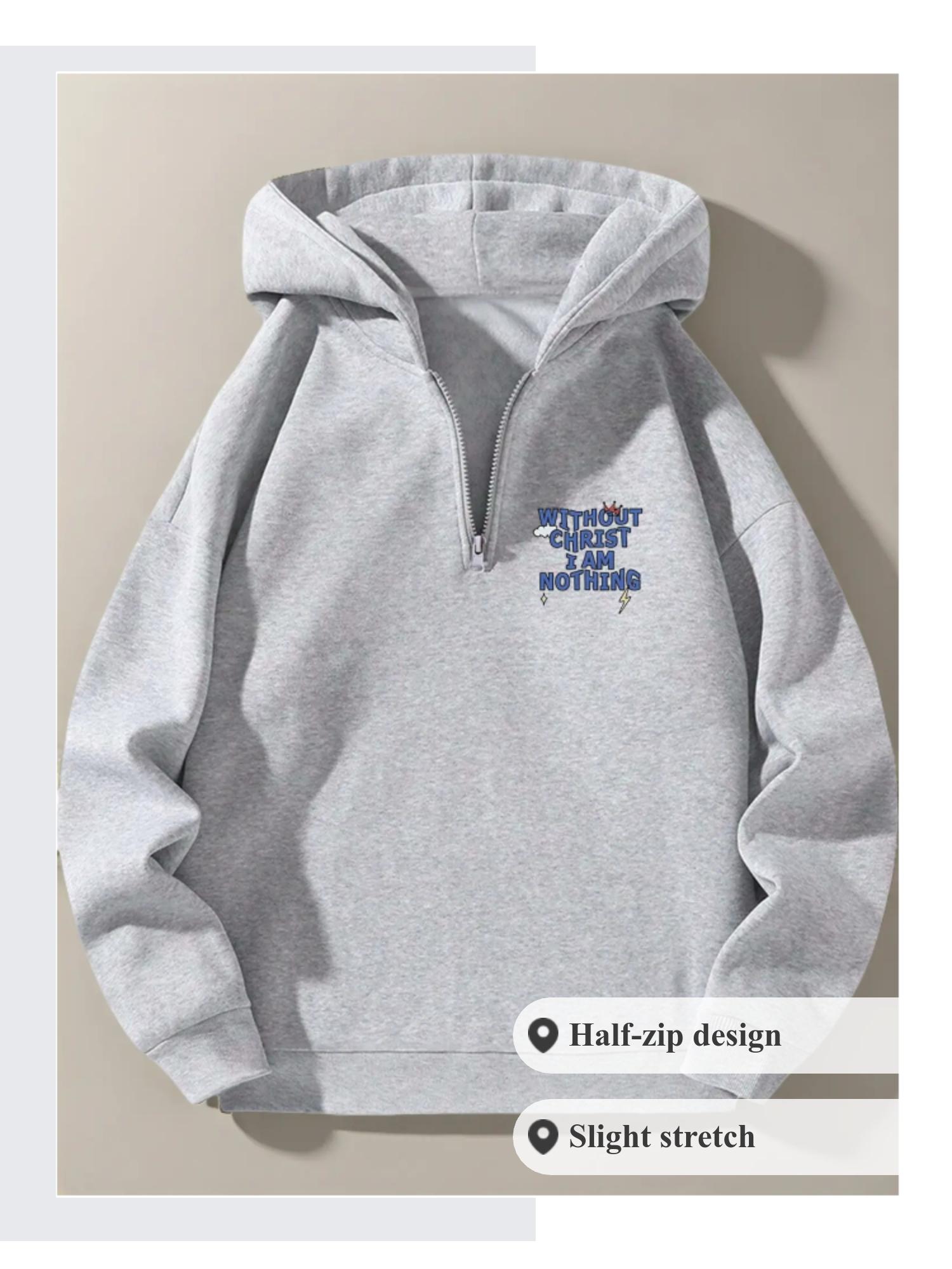 Men's Half-Zip Hoodie, Casual Loose-Fit Hooded Sweatshirt, Half Zip Pullover, Perfect for Daily Wear, Comfortable Fabric, Ideal for Fall & Winter Seasons