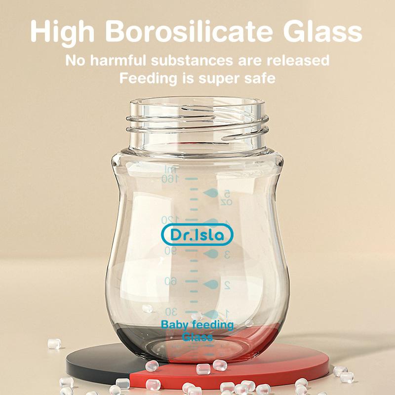 Dr.isla Baby's Glass Bottle, Baby Feeding Bottle, Glass Bottle for Baby Milk, Water, Juice, Milk Bottle for Toddlers, Drinking Cup for Kids, Eco Friendly Bottle